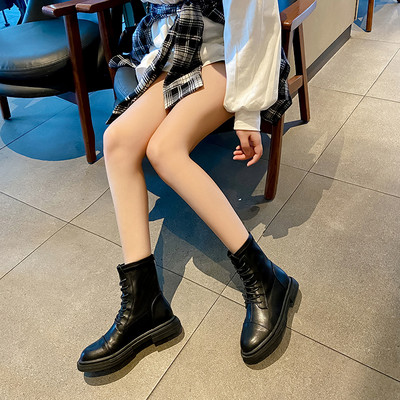 Cizme model simplu din piele ecologica cu sireturi pentru femei