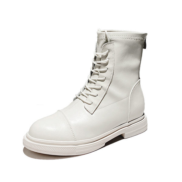 Cizme model simplu din piele ecologica cu sireturi pentru femei