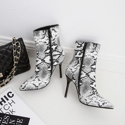 Cizme de dama elegante cu toc inalt de 9 cm si animal print