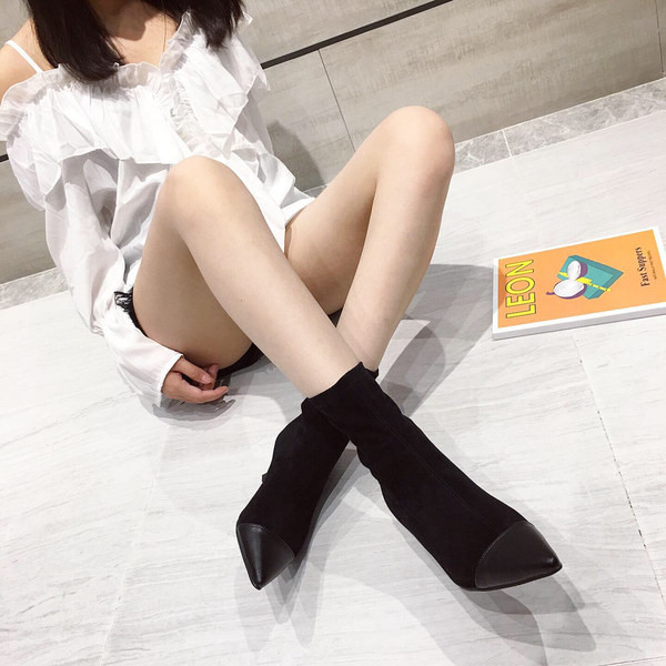 Cizme de dama actuale model ascutit din piele intoarsa ecologica