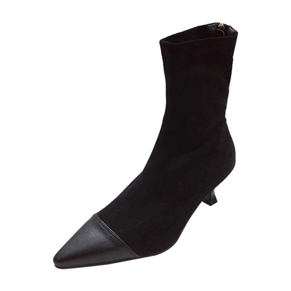 Cizme de dama actuale model ascutit din piele intoarsa ecologica