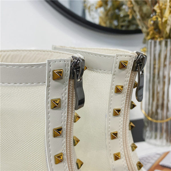 Cizme topice model rotunjite cu nituri metalice pentru femei