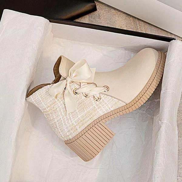 Cizme casual cu sireturi model rotunjit pentru femei