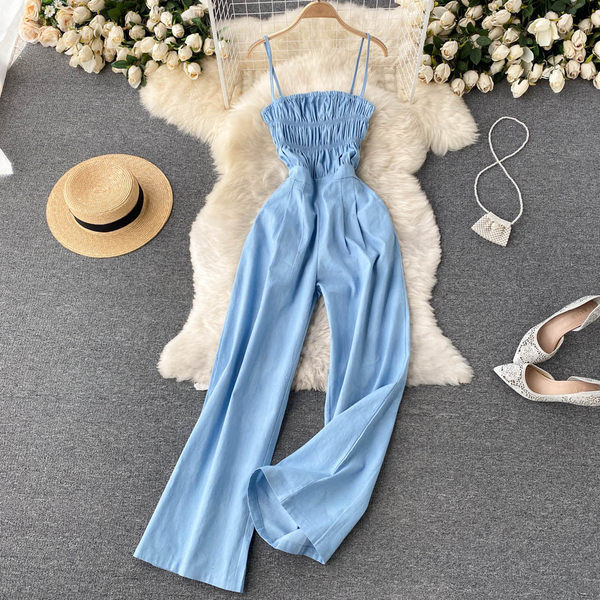 Salopeta lunga de dama cu bretele subtiri si elastic