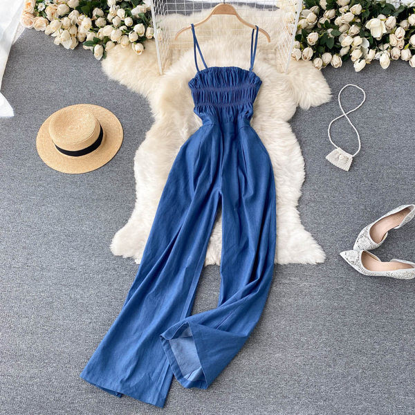 Salopeta lunga de dama cu bretele subtiri si elastic