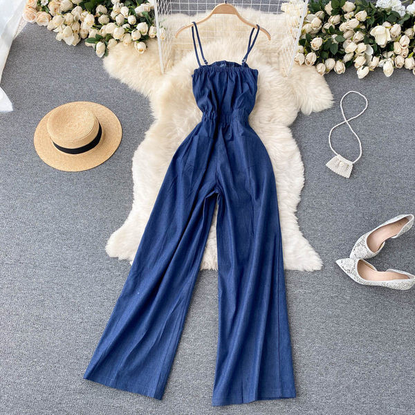 Salopeta lunga de dama cu bretele subtiri si elastic