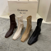 Cizme casual din piele ecologica model uni pentru femei