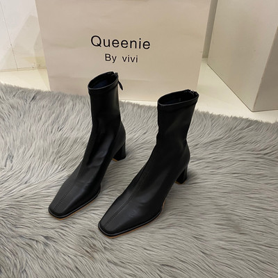 Cizme casual din piele ecologica model uni pentru femei