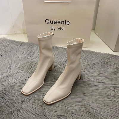 Cizme casual din piele ecologica model uni pentru femei