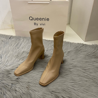 Cizme casual din piele ecologica model uni pentru femei