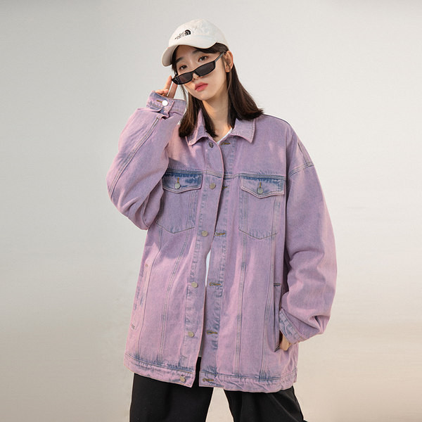 Geaca de dama actuala din denim model lat cu maneci lungi