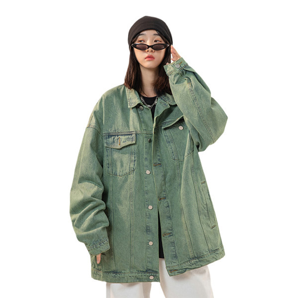 Geaca de dama actuala din denim model lat cu maneci lungi