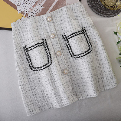 Fusta scurta de dama cu nasturi si buzunare in doua culori