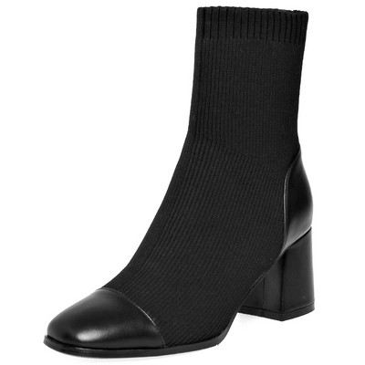 Cizme de dama model rotunjit cu toc patrat 3,5 cm