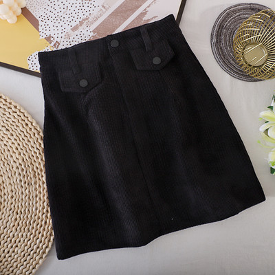 Fusta scurta de catifea de dama cu talie inalta