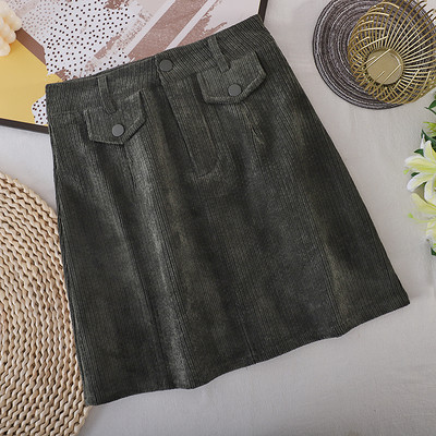 Fusta scurta de catifea de dama cu talie inalta