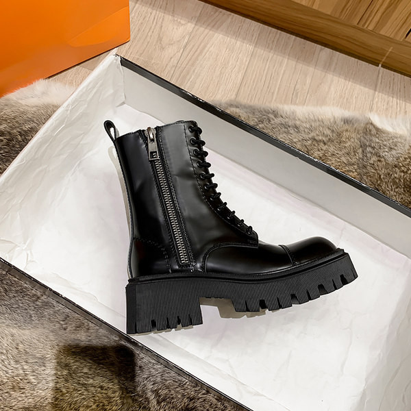Cizme din piele cu sireturi si fermoar pentru femei