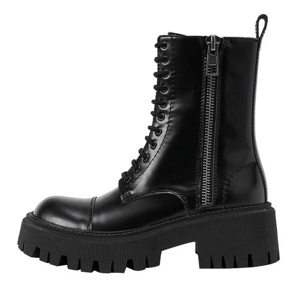Cizme din piele cu sireturi si fermoar pentru femei