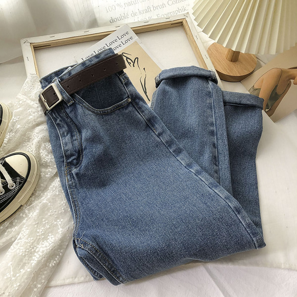 Blugi casual dama cu curea - in mai multe culori