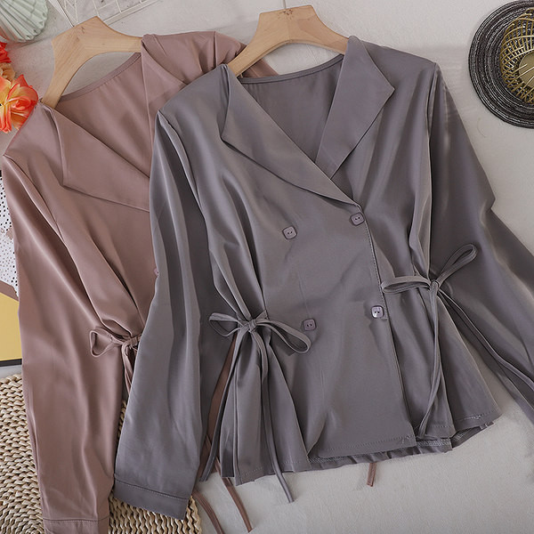 Cămașă modernă de damă cu nasturi și cravate - mai multe culori