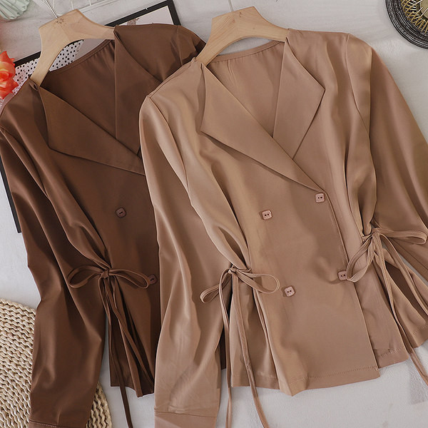 Cămașă modernă de damă cu nasturi și cravate - mai multe culori