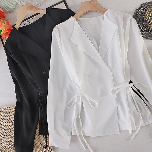 Cămașă modernă de damă cu nasturi și cravate - mai multe culori