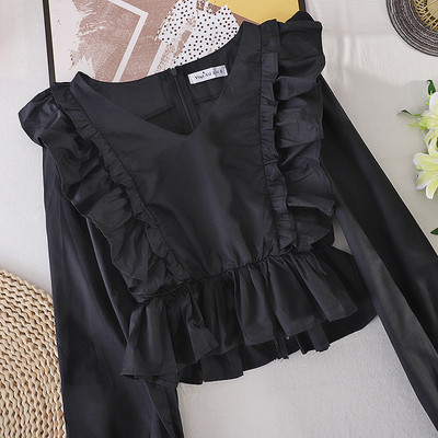 Bluza de dama cu fermoar la spate si bucle in trei culori