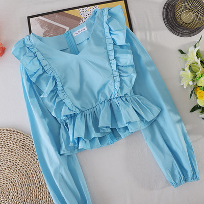 Bluza de dama cu fermoar la spate si bucle in trei culori