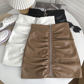 Fusta scurta din piele cu fermoar