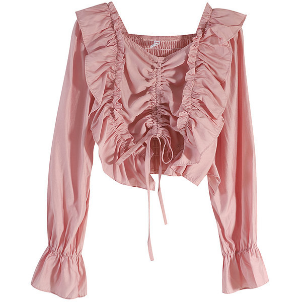 Cămașă modernă de damă cu cravate și talie elastică