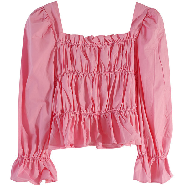 Cămașă casual de damă cu decolteu pătrat și mâneci lungi