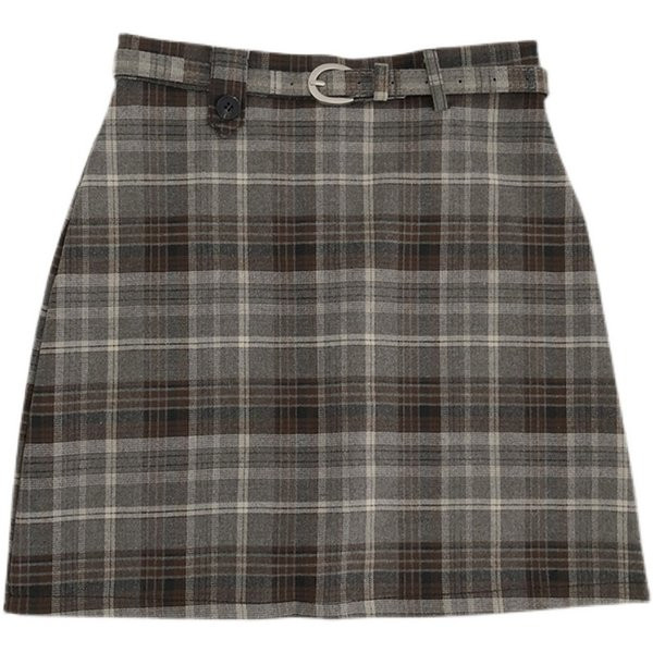 Fusta scurta in carouri cu centura