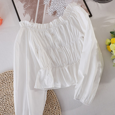 Camasa de dama model nou cu umerii goi si maneci lungi