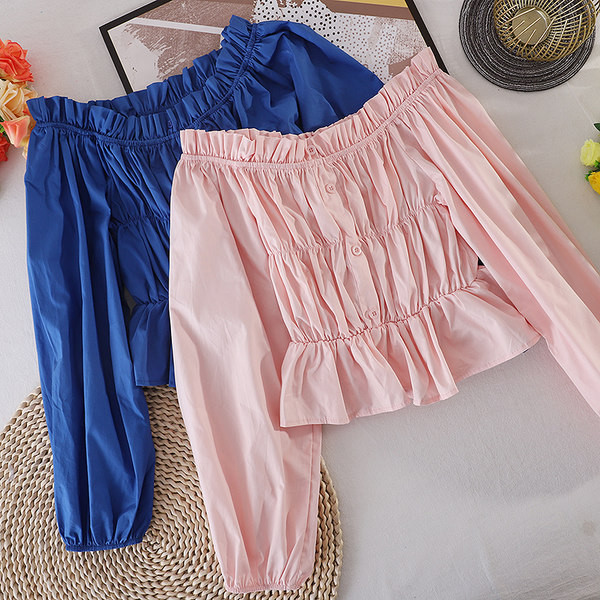 Camasa de dama model nou cu umerii goi si maneci lungi