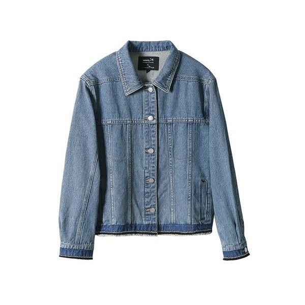 Geaca de dama moderna din denim model simplu cu nasturi