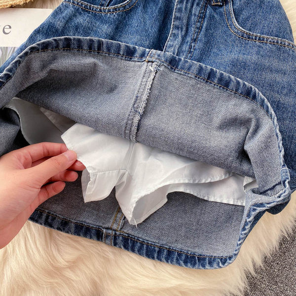 Fusta casual dama din denim cu talie inalta