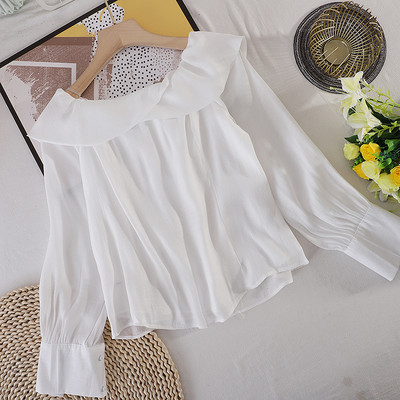 Cămașă de damă monocoloră cu mâneci lungi