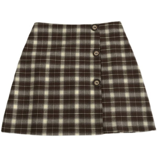 Fusta scurta in carouri cu nasturi