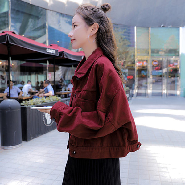 Geaca casual dama din denim model larg uni