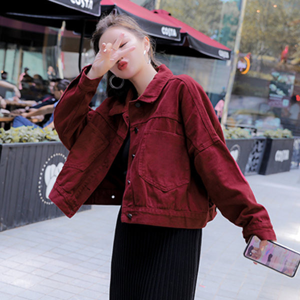 Geaca casual dama din denim model larg uni