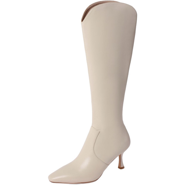 Ghete de dama sub genunchi din piele ecologica cu toc subtire 7 cm