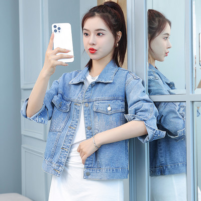 Geaca de dama moderna din denim cu pietre decorative