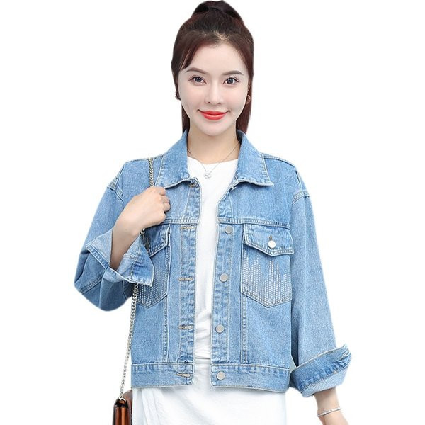 Geaca de dama moderna din denim cu pietre decorative