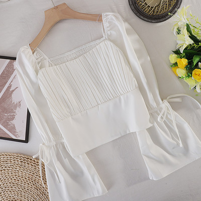 Cămașă de damă cu panglici și decolteu pătrat