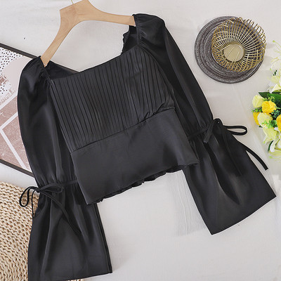 Cămașă de damă cu panglici și decolteu pătrat