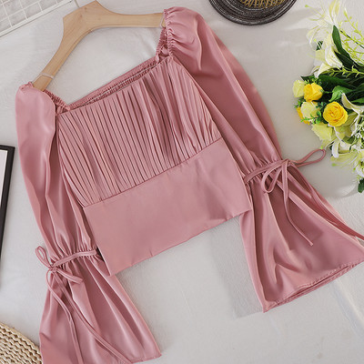 Cămașă de damă cu panglici și decolteu pătrat