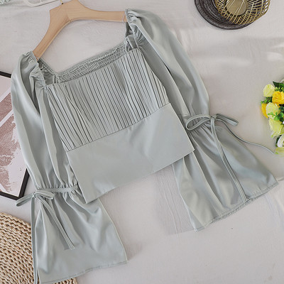 Cămașă de damă cu panglici și decolteu pătrat