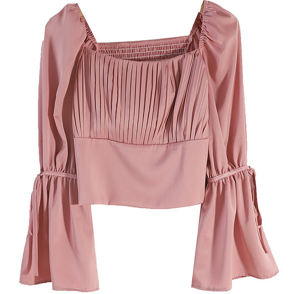 Cămașă de damă cu panglici și decolteu pătrat