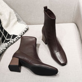 Cizme de dama cu toc inalt din imitatie de piele