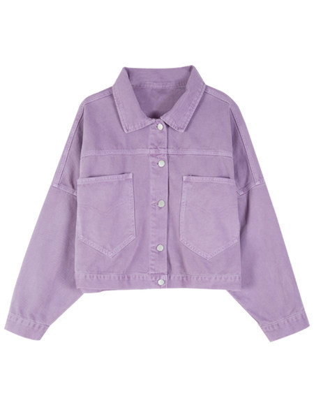 Geaca de dama moderna din denim model simplu cu maneci lungi